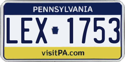PA license plate LEX1753