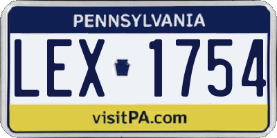 PA license plate LEX1754