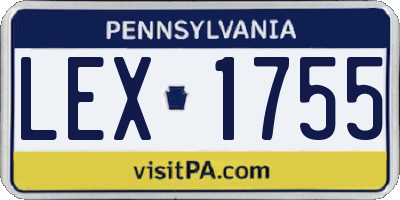 PA license plate LEX1755