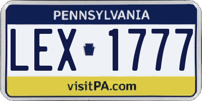 PA license plate LEX1777