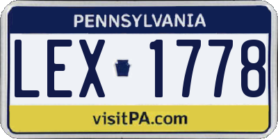 PA license plate LEX1778