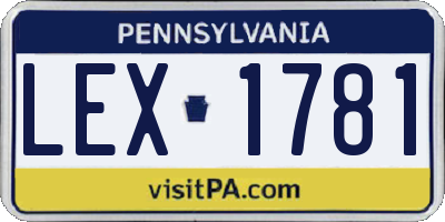 PA license plate LEX1781
