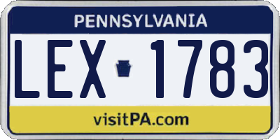 PA license plate LEX1783