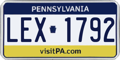 PA license plate LEX1792