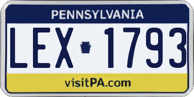 PA license plate LEX1793