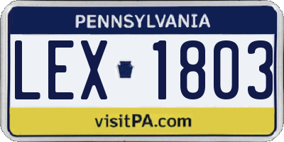 PA license plate LEX1803