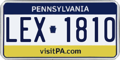 PA license plate LEX1810