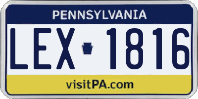 PA license plate LEX1816