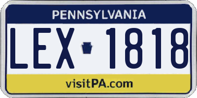 PA license plate LEX1818