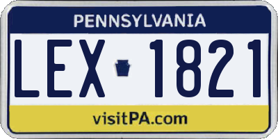 PA license plate LEX1821