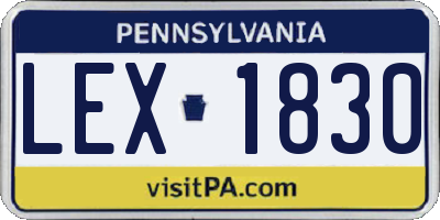 PA license plate LEX1830