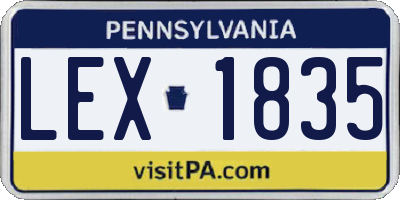 PA license plate LEX1835