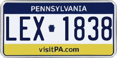PA license plate LEX1838