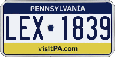 PA license plate LEX1839