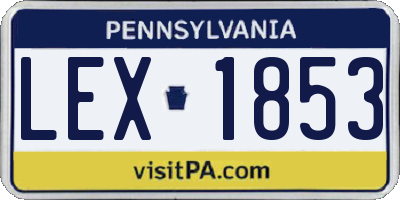 PA license plate LEX1853
