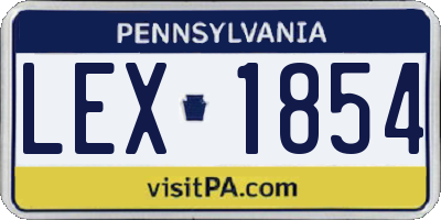 PA license plate LEX1854