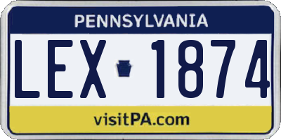 PA license plate LEX1874