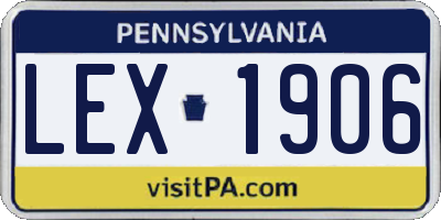 PA license plate LEX1906