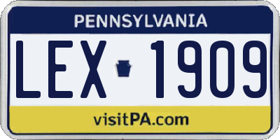 PA license plate LEX1909