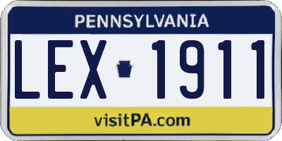 PA license plate LEX1911