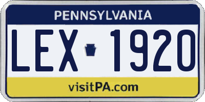 PA license plate LEX1920