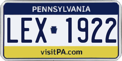 PA license plate LEX1922