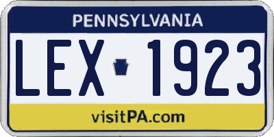 PA license plate LEX1923