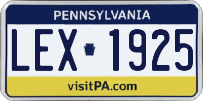 PA license plate LEX1925