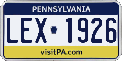 PA license plate LEX1926