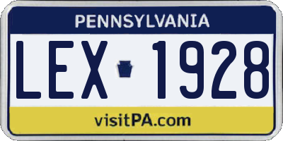 PA license plate LEX1928