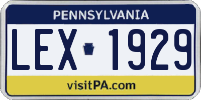 PA license plate LEX1929