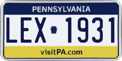 PA license plate LEX1931
