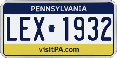 PA license plate LEX1932