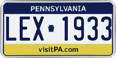 PA license plate LEX1933