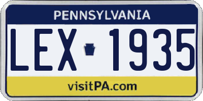 PA license plate LEX1935