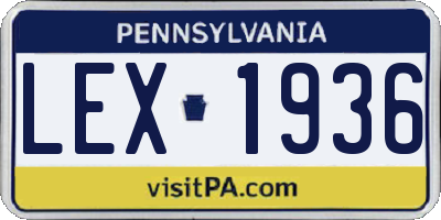 PA license plate LEX1936