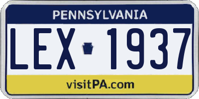 PA license plate LEX1937
