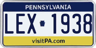 PA license plate LEX1938
