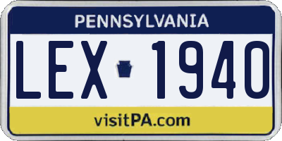 PA license plate LEX1940