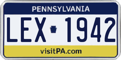 PA license plate LEX1942