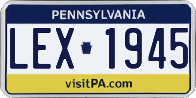 PA license plate LEX1945