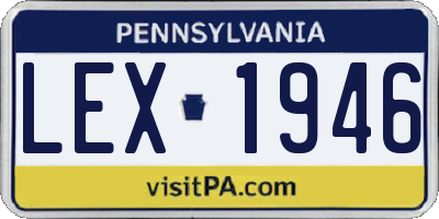 PA license plate LEX1946