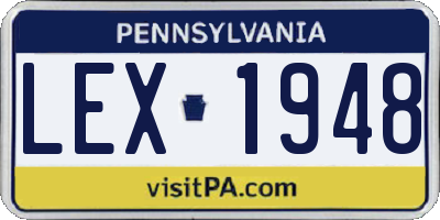 PA license plate LEX1948