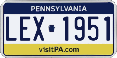 PA license plate LEX1951