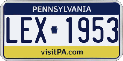 PA license plate LEX1953