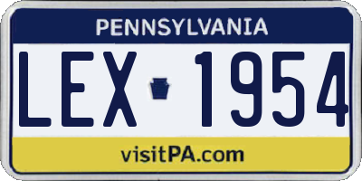 PA license plate LEX1954