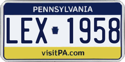 PA license plate LEX1958