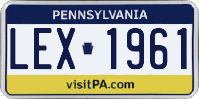 PA license plate LEX1961