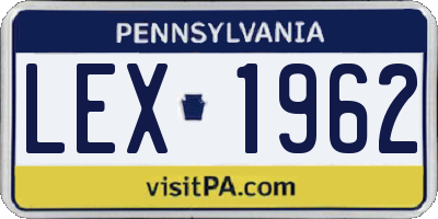 PA license plate LEX1962