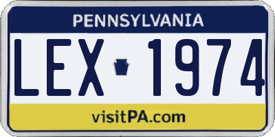 PA license plate LEX1974